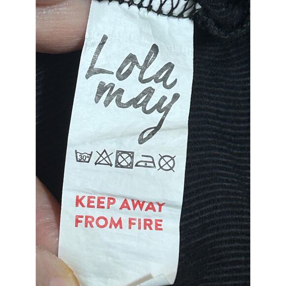 Lola May Black Dress 12 Long Sleeve High Collar Tunic Style Semi Sheer Unlined - Picture 7 of 8